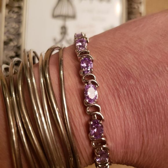 18KWGP Tanzanite tennis bracelet - Picture 3 of 8